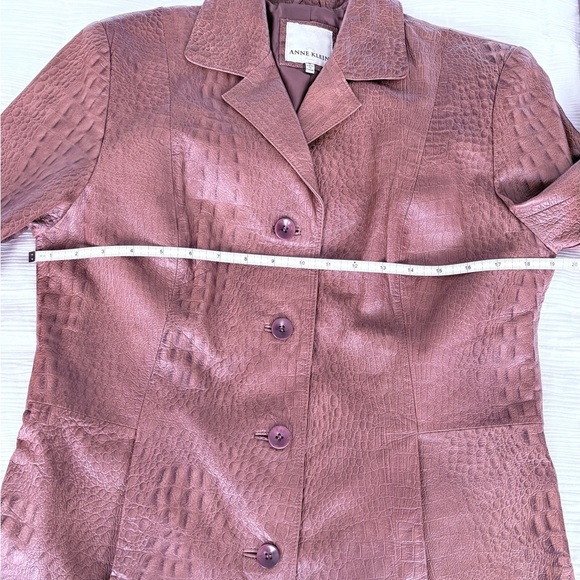 Anne Klein croc embossed 100% leather jacket size sm cognac button front pockets - Picture 9 of 10